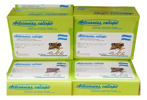 Imagen 1 de 2 de Abecedario Cursiva De Madera 54 Piezas