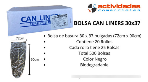 Bolsa Basura Can Liners 30x37(72cmx90cm) Negro