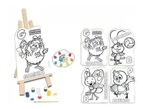Imagem 2 de 3 de Kit De Pintura Galinha Pintadinha - Peças Em Madeira - Nig
