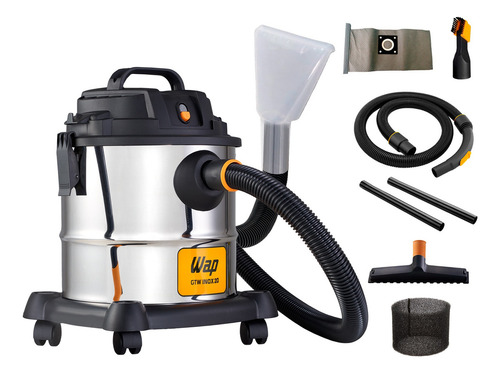Aspirador Pó E Água Wap 1600w Inox Gtw 20l Com Bico Extrator
