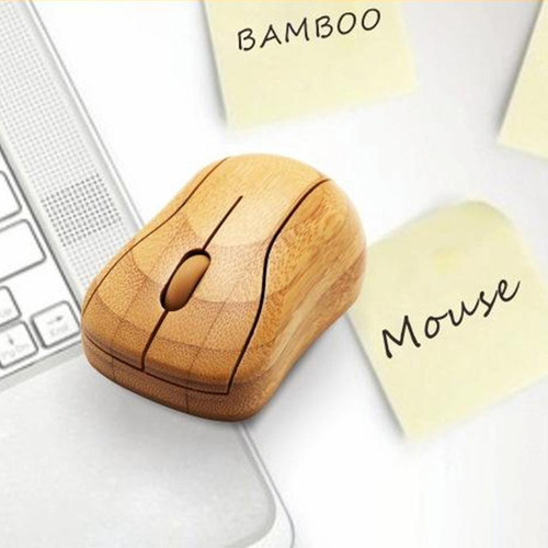 Natural De Bambu Pc Do Rato 2.4ghz Mouse Óptico Sem Fio