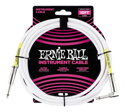 Cable Guitarra / Bajo Ernie Ball 3 Metros Blanco