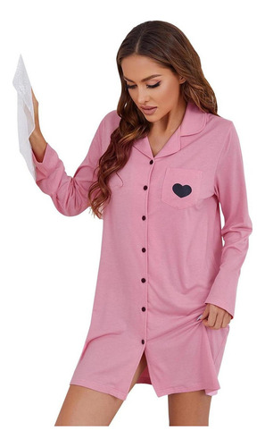Camisón De Mujer De Manga Larga Con Botones