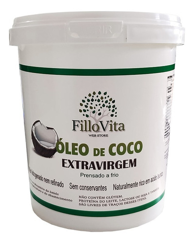 Óleo De Coco Extra Virgem Fillovita Prensado A Frio 700 Ml