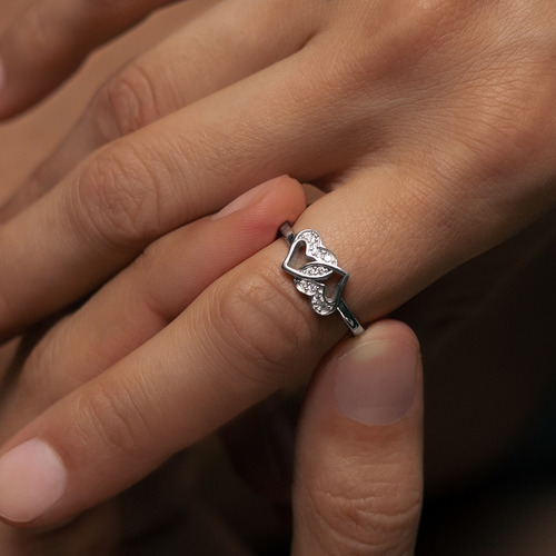 Anillo Para Mujer De Diseño Corazones Enlazados Plata 925