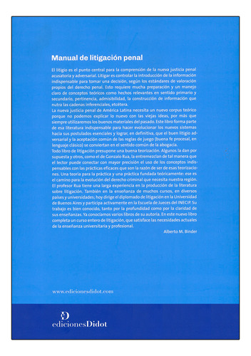 Manual de Litigación Penal de Gonzalo Rua Editorial Ediciones Didot Tapa Blanda Edición 1ra en Español 2024