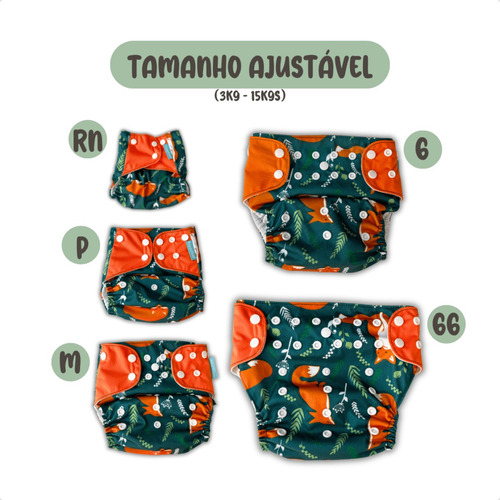 Kit 10 Fraldas De Pano Ecológicas + 12 Absorventes 6 Camadas Gênero Sem gênero Tamanho Gênero