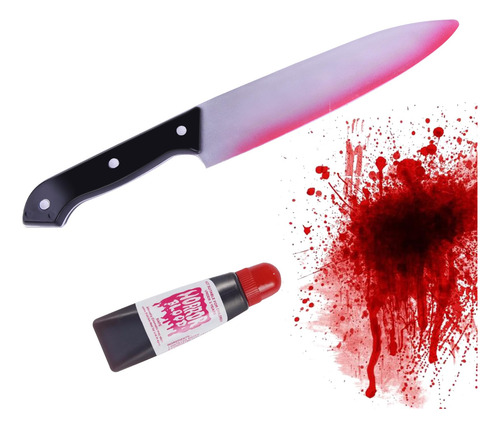 2 Cuchillos Falsos De Plástico De Halloween Con Sangre