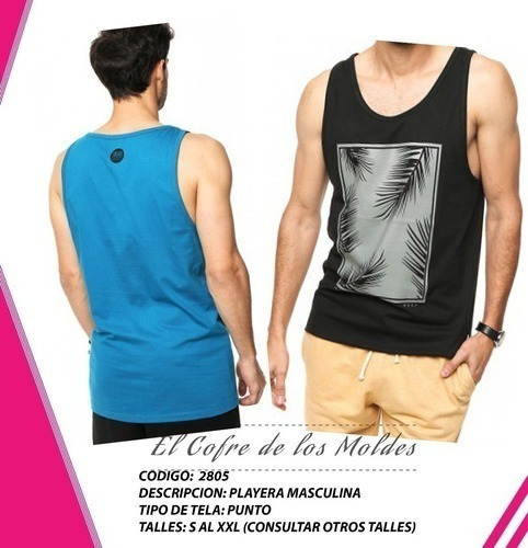 Molde  Playera Musculosa Hombre Patron Pack 5 Talles