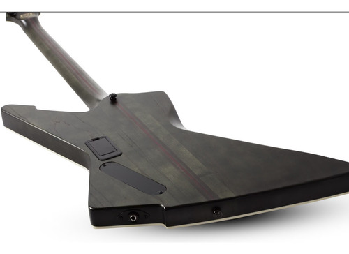 Guitarra elétrica Schecter E-1 Sls Eviltwin Satin Black, material de escala de ébano, orientação à mão direita