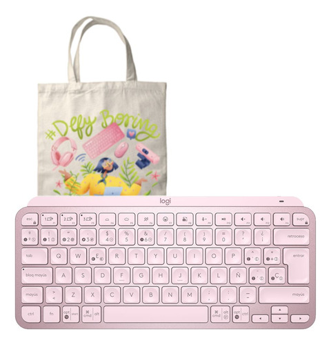 Logitech Mx Keys Mini, Teclado Avanzado Recargable, Rosado Teclado Rosa Idioma Español