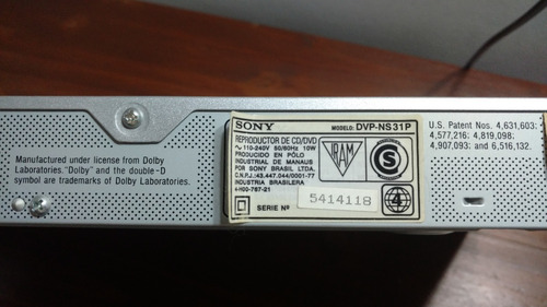 Reproductor De Dvd Sony Dvp-ns31p