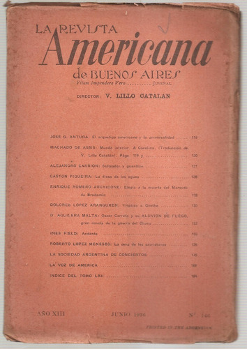 La Revista Americana De Buenos Aires Nº 146 Junio 1936