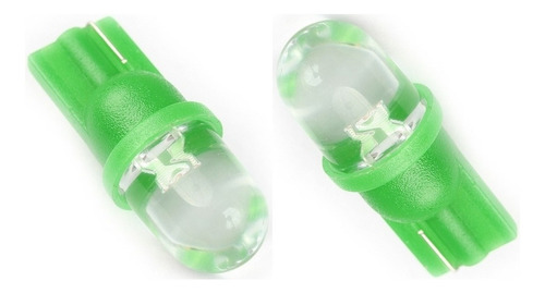 2 Lámparas Led Alto Brillo T10 W5w Convexo Verde