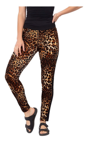 Pantalon  Mujer Talles Grandes Plush Animal Print Vestir 