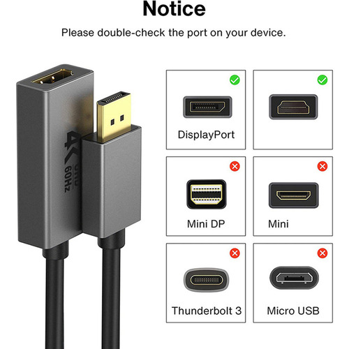 Adaptador Compatible De Displayport A 4k, Direccional (dp) C