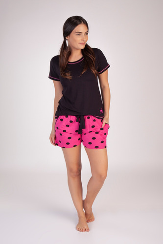 Imagem 2 de 3 de Short Doll Poá C/bolso Longo Viscolycra - Ref. 215159