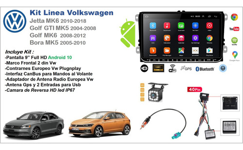 Estereo Pantalla 9 Android Kit 4gb Vw Jetta Mk6 Bora Vento