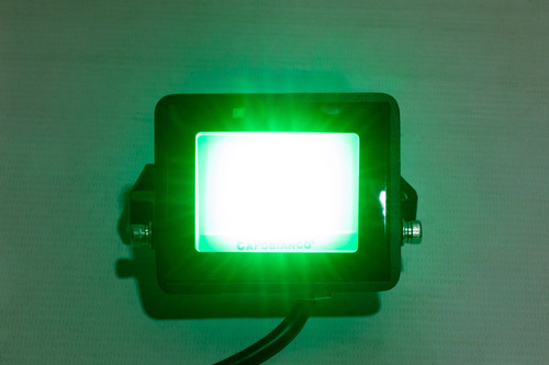 Proyector Led Verde 10w Para Patios Jardines Cesped Arboles Carcasa Negro