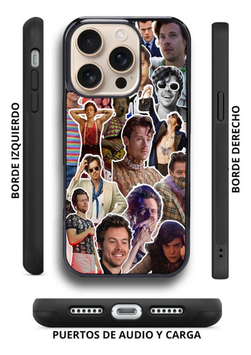 Funda Antigolpes Para Iphone Y Otros Harry Styles Collage Negro Iphone 7/8/se2020/se2022