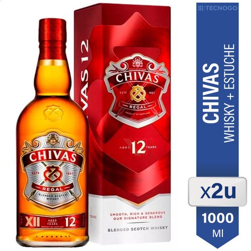 Whisky Chivas Regal 1 Litro 12 Años X2 Unidades.