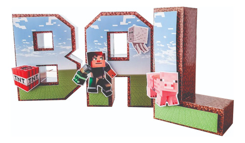 Letras 3d Para Deco De Candy Bar Minecraft