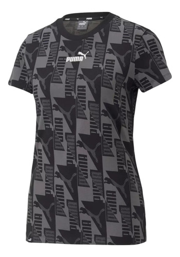 Playera Puma Mujer Dama Puma Casual Power Aop Tee Negro