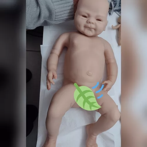 Bebê Reborn Silicone Sólido Coco Malu 50 cm Mama e Faz Xixi