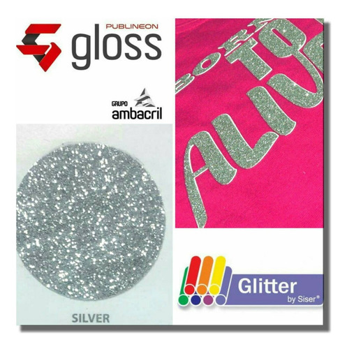 Vinil Textil Glitter Plata Siser 50.08x45.70m