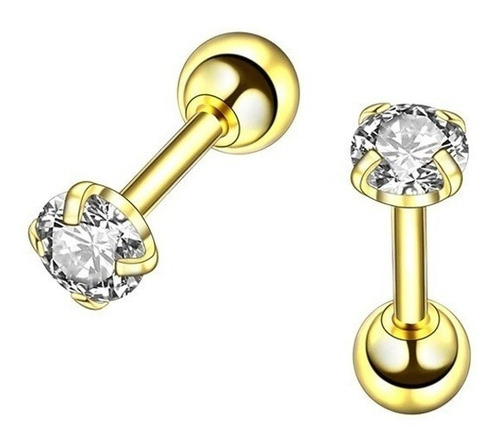 2 Piercing Tragus Cartilagem Ponto De Luz Dourado 2 3 4 5 Mm Cor 3mm