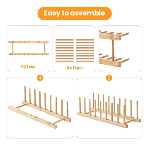 Worthyeah Bamboo Bamboo Secar Rack-2 Pcs Pot De La Tapa Pat