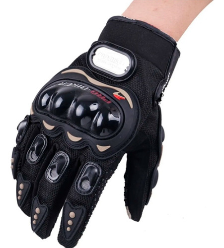 Guantes Pro Biker Moto Protecciones Nudillos Grip Tactiles Color Negro Talle L / Negro