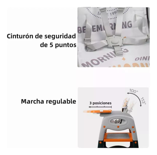 Silla Alta De Bebé Mtgt0088-1nw Color Naranja Silla Alta De Bebé Ajustable 3 En 1 Multifuncional
