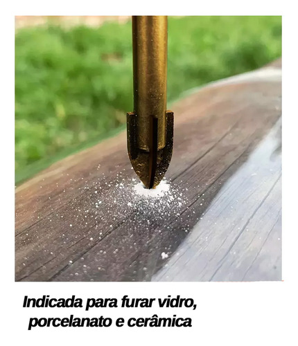 Broca Tungstênio Vidro Ponta Cruz Starfer 8mm 1/4 Hex