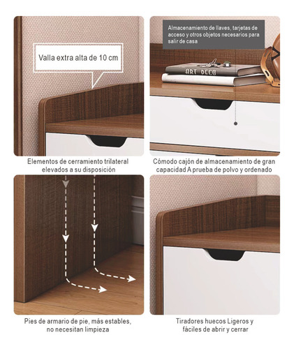 Zapatera De Madera Moderna Con 3 Puertas Y Cajón 90×30×80cm