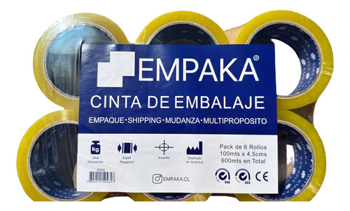  Pack 6 Cintas Embalaje Amarillo Premium 100mts X 4,5cm 