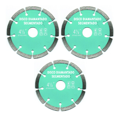 Disco Diamantado Segmentado 115mm 4 1/2 Pack X 3 Oferta