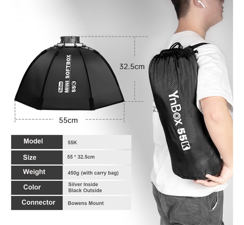 T Softbox Ynlux100 Softbox Para Vídeo Com Bowens Removível