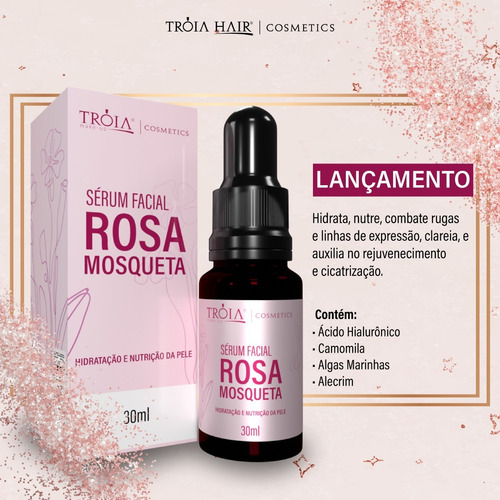 Imagem 2 de 8 de Kit 3 Sérum Facial Rosa Mosqueta Hialurônico Colágeno Ác