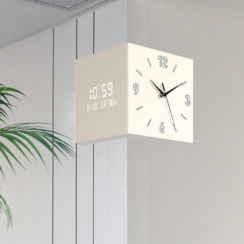 Reloj De Esquina Reloj De Pared Lateral Doble Leche Blanca