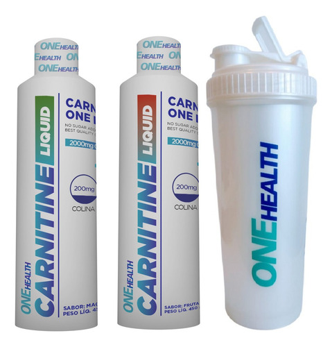 Kit 2 X L- Carnitina Líquida 2000mg Com Cromo 450ml + Sabor Misto Maça Verde E Frutas Vermelhas