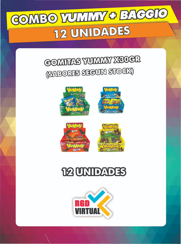 Combo De 12 Gomitas Yummy X 30gr + 12 Jugos Baggio X 125 Ml