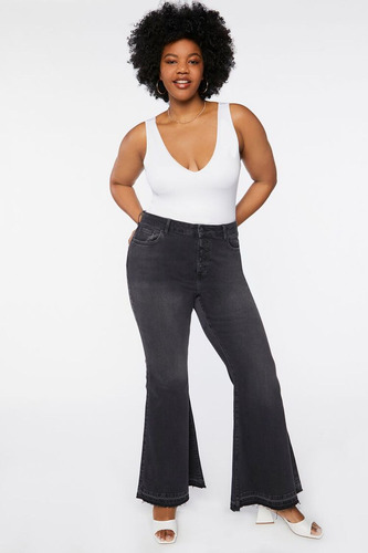 Forever 21+ Jeans Mujer Plus Size Frayed Flare Jeans