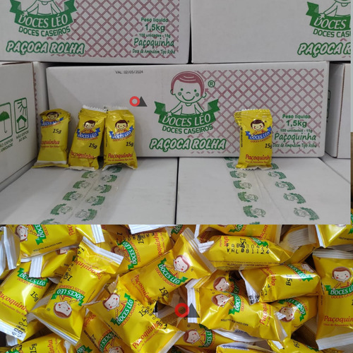 Paçoca Rolha Embalada Doces Léo Caixa C/ 100 Un 15g Atacado