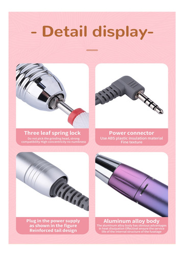 Taladro De Uñas Portátil Profesional 35000 Rpm, Lima De