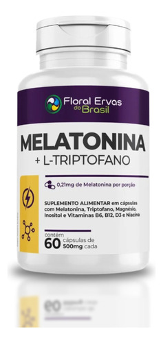 Melatonina 210 + L-triptofano + Magnésio 500mg 60 Cápsulas Sabor Sem sabor