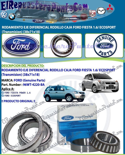 Rodamiento Eje Diferencial Caja Fiesta 1.6 Ecosport 38x71x18