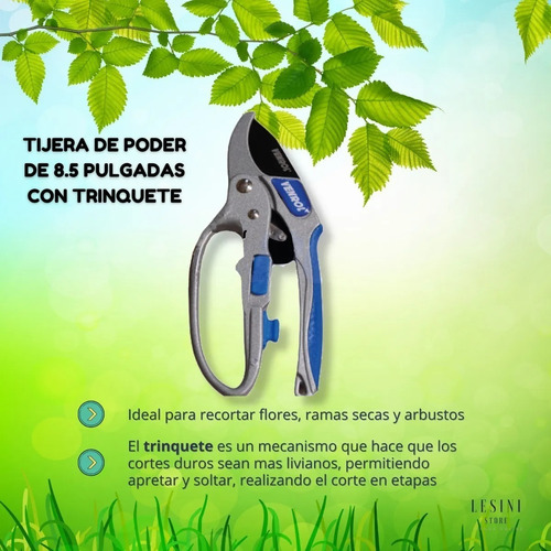 Imagen 4 de 10 de Tijera Cortacerco Premium + Tijera Podar De 8.5 Trinquete