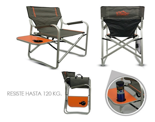 Silla Director Playera Plegable Con Mesa Y Portavaso Ecology