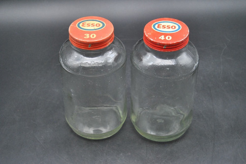 Antiguo Bollón Esso X2 Aceite Vintage Vieja Retro Vidrio 